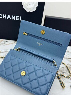 Chanel Wallet on Chain (WOC) in Blue Caviar Leather